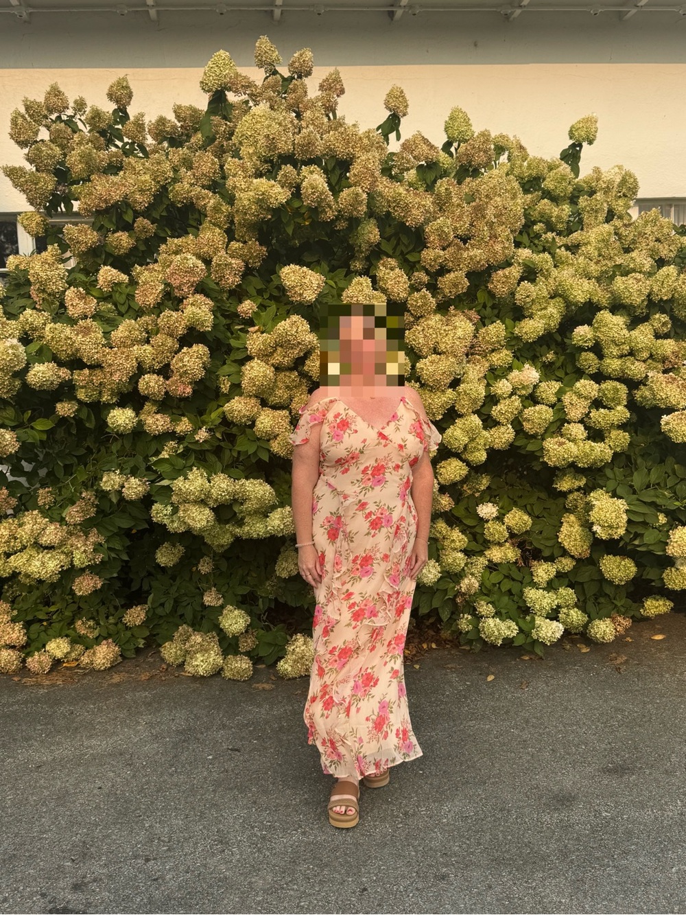 Old Navy Floral Ruffle Maxi Dress - Pink on Cream